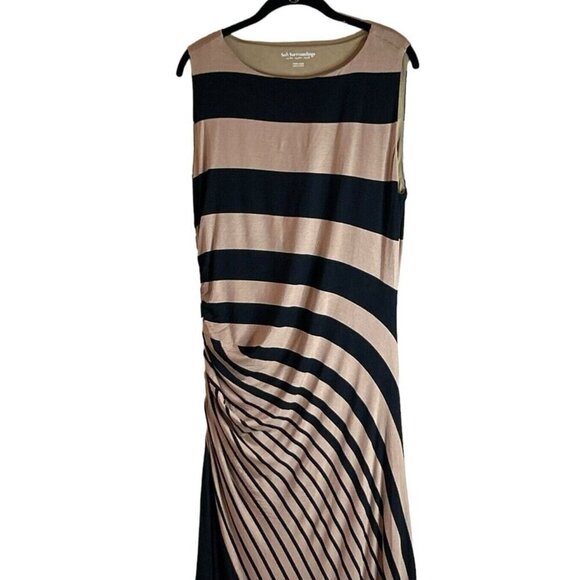Soft Surroundings Here To Infinity Striped Maxi Dress Black Tan Size Pet Lg - Picture 4 of 8